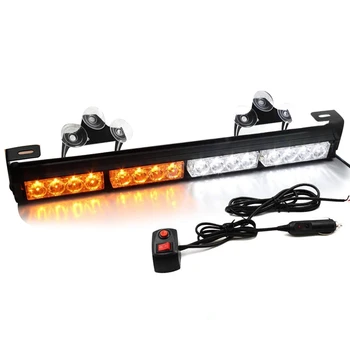 

18 Inch 16 LED Hazard Emergency Warning Tow Traffic Advisor Flash Strobe Directional Light Bar with Cigarette Lighter