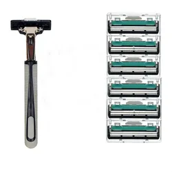 2 Layers 6pcs Shaving Machine Safety Razor Blades Manual Shaving  Face Care Beard Hair Remover
