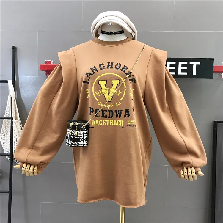 

2019 New Korean Spring and Autumn Printed Letter Pattern Long Sleeve Hoodie Women's Ins Long Top Loose Shirts