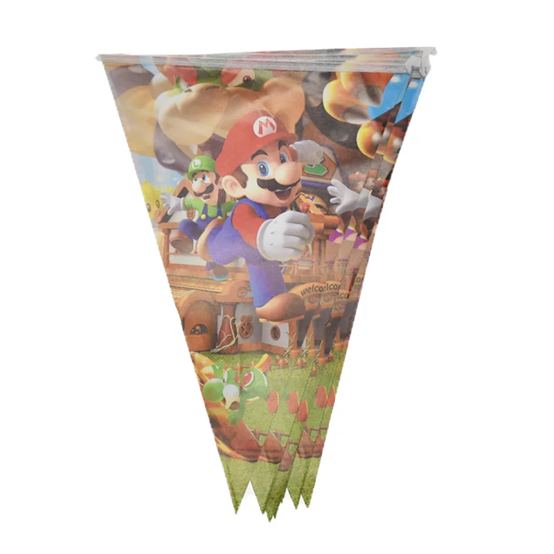 Mario 2set 2 компл./лот Super Mario Bros праздничные баннеры с рисунком из игры "Братья Супер Марио" День рождения украшения с принтом «супербратья Марио» вечерние флаги - Цвет: Mario 2set