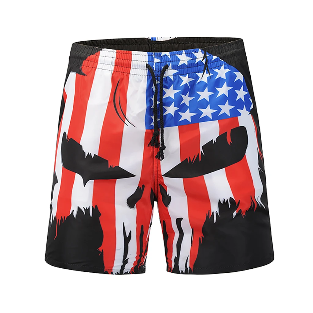 Men's American Flag Classic Fit Perfect Loose Shorts Quickly Dry Swim Trunks
