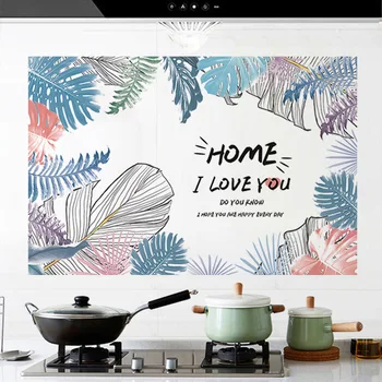 

Multi-colored leaves kitchen Wall Stickers Oilproof Antifouling home decoration Mural Decals Wallpaper kitchen Tile sticker
