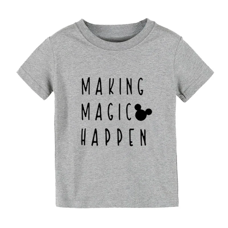 Детская футболка с принтом «Making Magic suce» и «mouse», рубашка для мальчиков и девочек, детская одежда для малышей, забавные уличные футболки, CZ-167