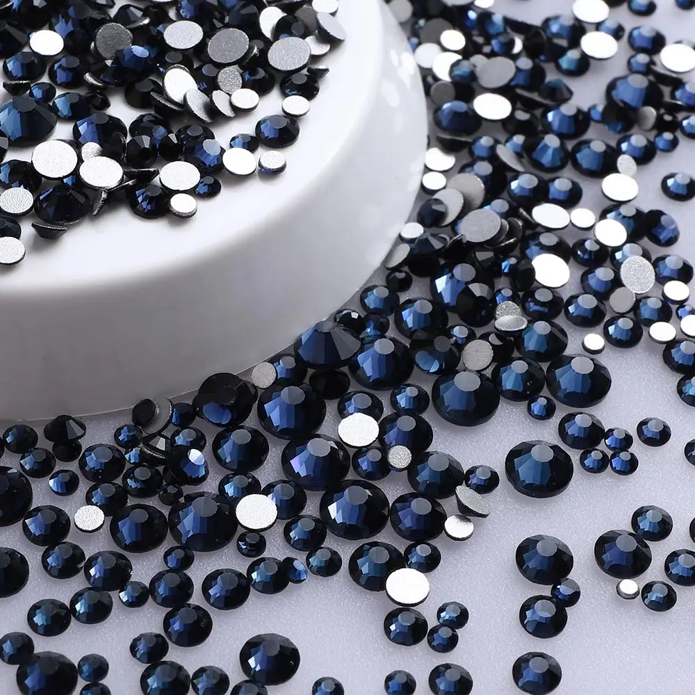 Mix Size Black Diamond Flat Back Rhinestones for Face Self-adhesive Crystal Beads Loose Precious Stones Diamond Painting Jewelry