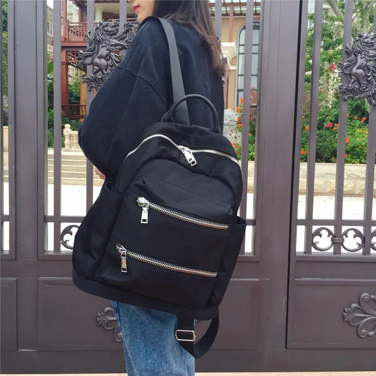 

2019 New Style WOMEN'S Bag Graffitis with Leather Leisure Bag Travel Backpack Practical Multi-Zipper Schoolbag