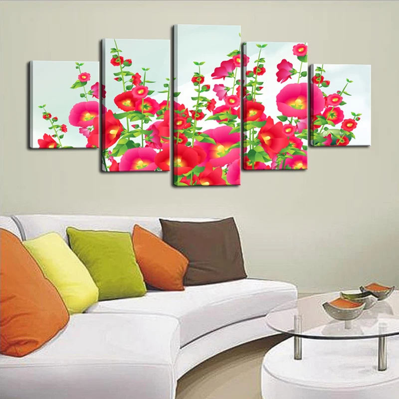 2017-New-Free-shipping-Farmless-Home-Decor-Beautiful-Large-Size-Red-Morning-glory-Flower-Scenery-Painting