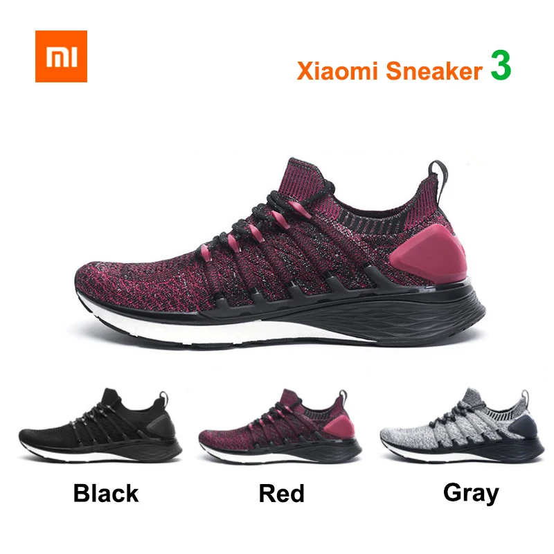 

Original Xiaomi Mijia Sneakers 3 Men's Outdoor Sports Uni-moulding 3D Fishbone Lock System Knitting Upper Men Running Shoes