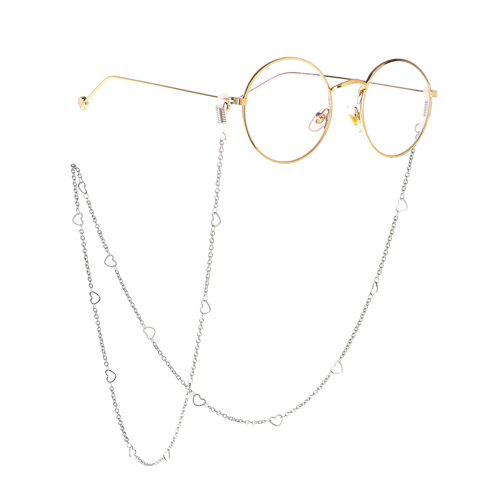 

Steel Color Stainless Steel Peach Heart Handmade Chain Sun Glasses Chain Does Not Fade Maintains Color Anti-slip Glasses Chain
