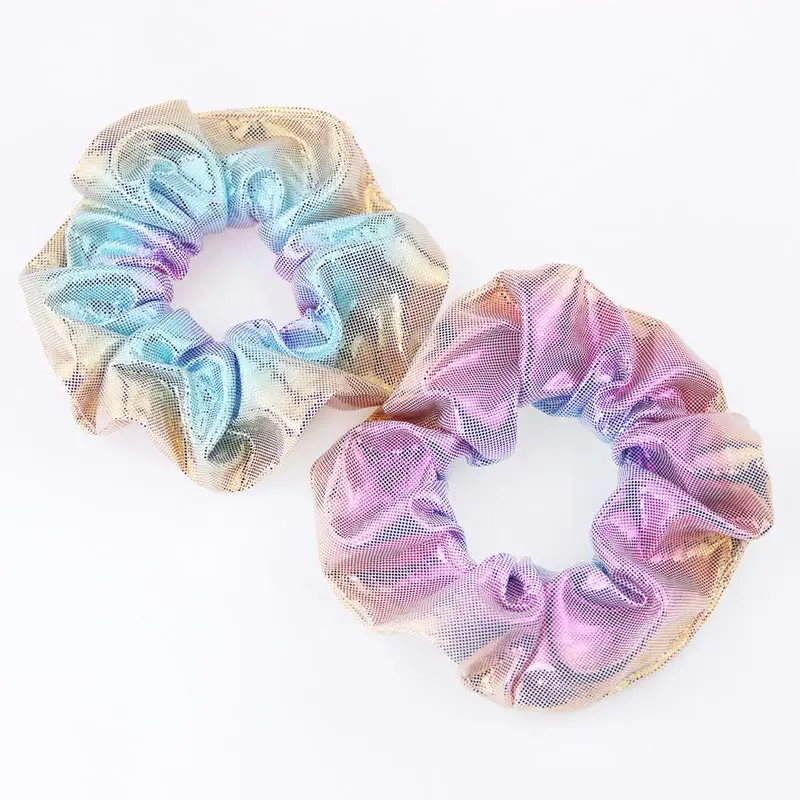 1Pcs Shiny 2Color Hair Band Gradient Laser splicing Fabric Hairbands Hair Scrunchies Girls Punk Style Personality Hair Yoga