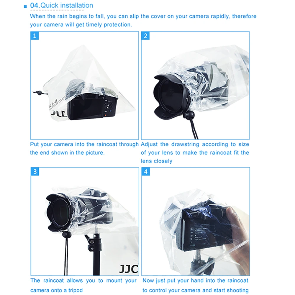JJC-투명 카메라 레인 커버 보호용 레인 코트 케이스, 캐논 니콘  후지 DSLR 카메라 방수 액세서리, 2 개/세트