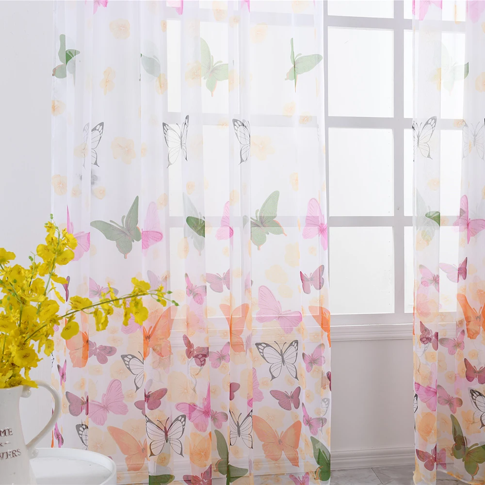 

Butterfly Curtain For Living Room Furniture Cover Yarn Tulle Curtain Customize Panel Curtains Home Decor Window Curtains D30