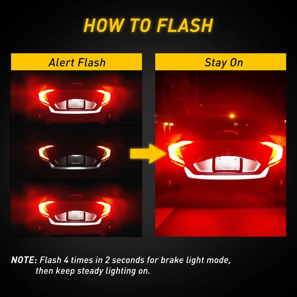 10X T20 LED Strobe Flash Bulbs - Switchback Tail/Brake Lights, 12V, 6000K White 10 thumbnail image
