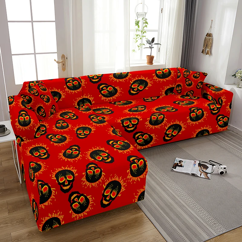 Psychedelic Skull L Shape Stretch Sofa Cover 1/2/3/4 seat Non-slip Combination Couch Covers Elastic Slipcover For Living Room 5