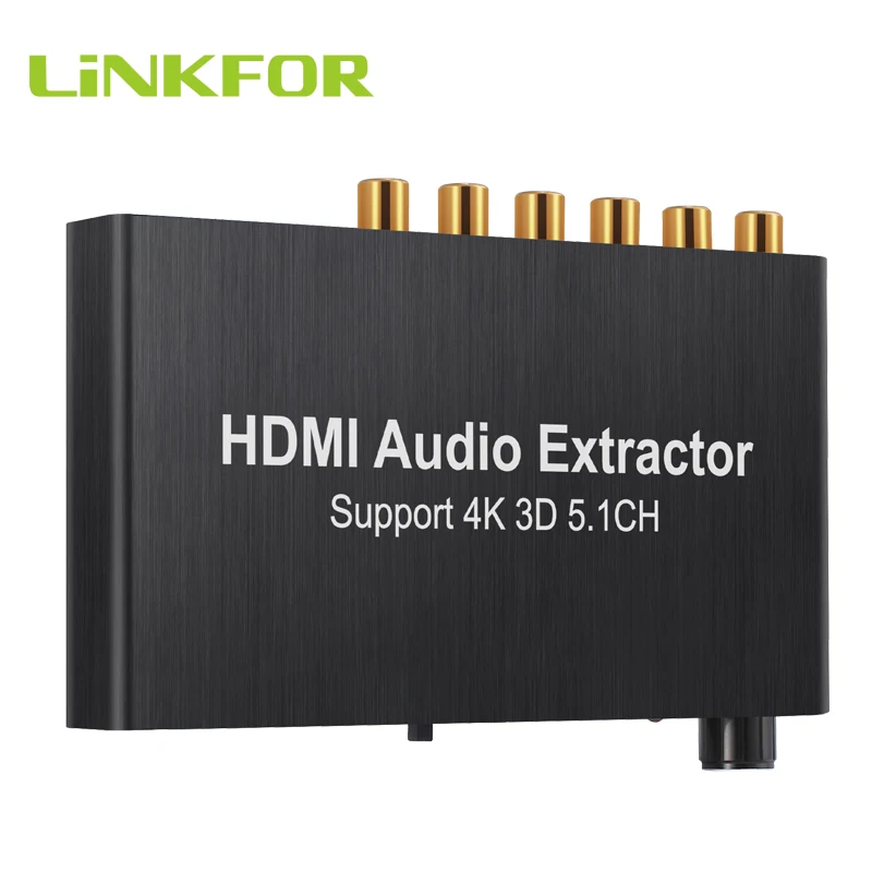 LiNKFOR HDMI аудио экстрактор поддержка Φ/DTS 4K 3dhdmi к с 6 RCA 3 5 мм выход 5.1CH бас