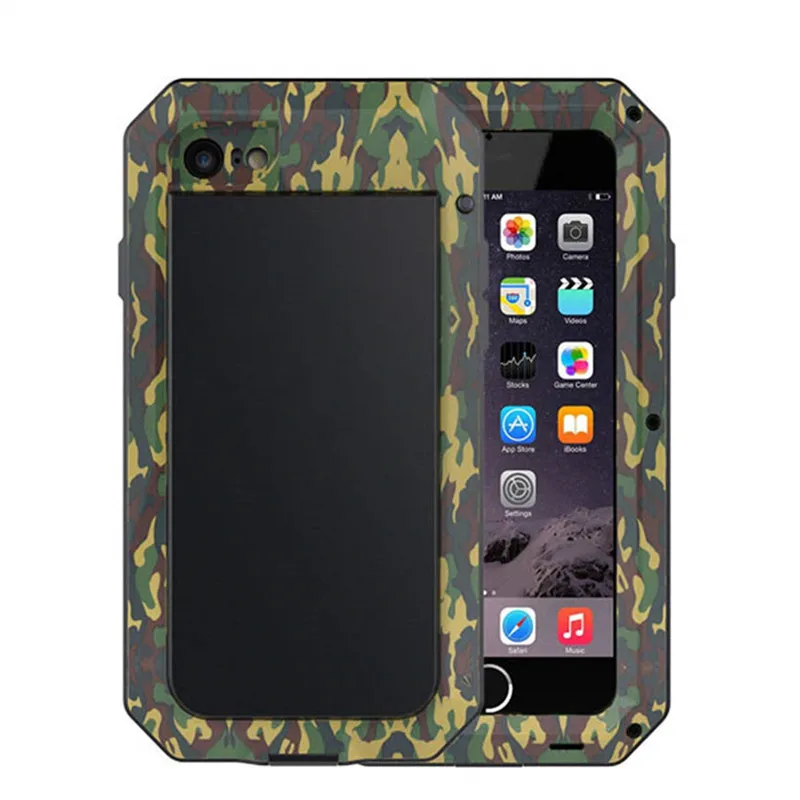 Army Green Металлический алюминиевый бронированный чехол для телефона для iPhone 11 Pro XS MAX XR X 7 8 6 6S Plus Полный Корпус противоударный чехол с защитой экрана - Цвет: Army Green