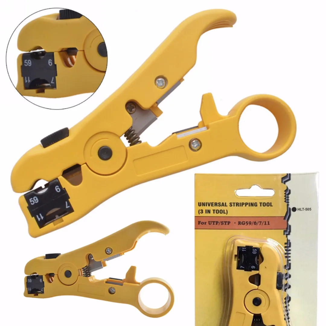 1PC Yellow Rotary Coaxial Cable Wire Cutter Stripping Tool RG59 RG6 RG7 RG11 Stripper
