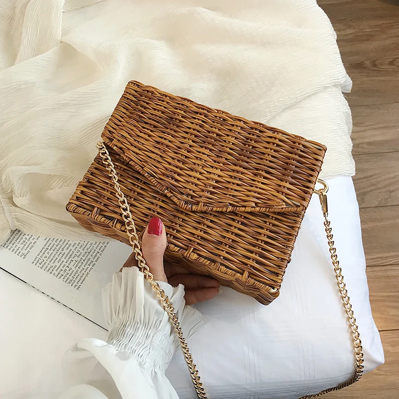 

Plastic Weaving Crossbody Bags For Women 2019 Summer Chain Beach Bag Ladies Shoulder Messenger Bag Female Travel Handbags