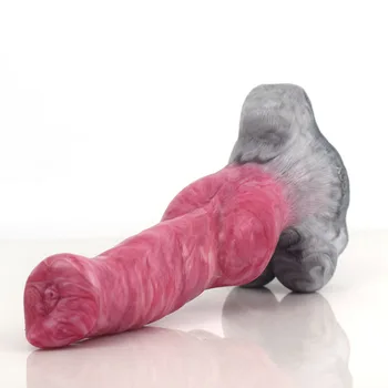 FAAK Large Animal Hawk Werwolf dildo Gory Raw Meat Color Silicone Dog Penis Knot Stimulate Sucker Sex Toys Female Masturbator 4