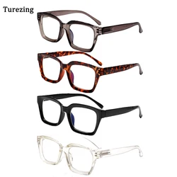 Turezing 4 Pack Plastic Rectangle Frame Spring Hinge Reading Glasses For Men and Women HD Reader Diopter +1.0+2.0+3.0+4.0+5.0