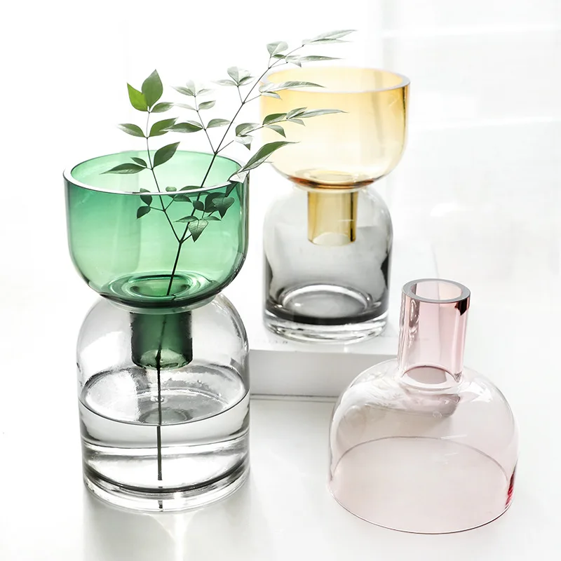 Nordic luxury Transparent glass vase Hydroponic plant Flower arrangement Flower Desktop home decoration Vase gift