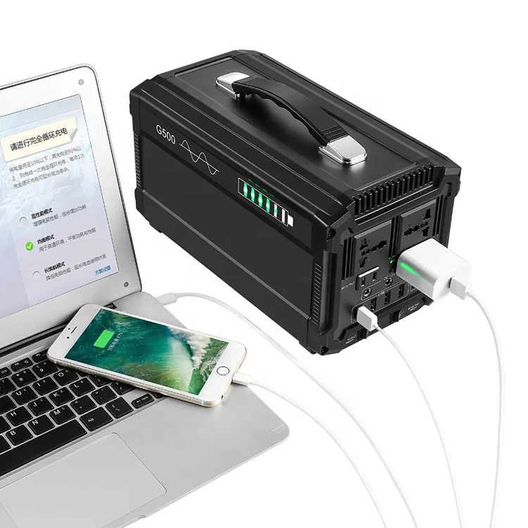 

Portable Power Station Off Grid Mobile Camping 500W Solar Electricity Generating Panel Power System With110v 220v AC Output