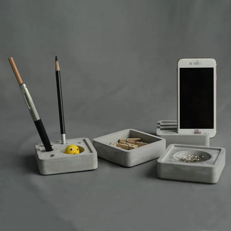 Pen Holder Concrete Molds Storage Box Silicone Card Container Mold Phone Holder Plaster Craft Desk Decor Cement Clay Mould