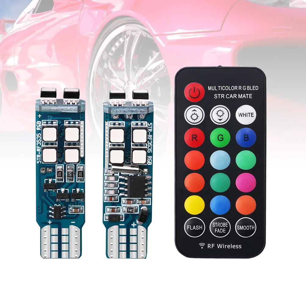 1 пара, автомобильный светильник RGB, прочный, T10, супер яркий, 3535, 10 SMD, с контроллером, резервные лампы, номерной знак для мотоцикла, автомобиля