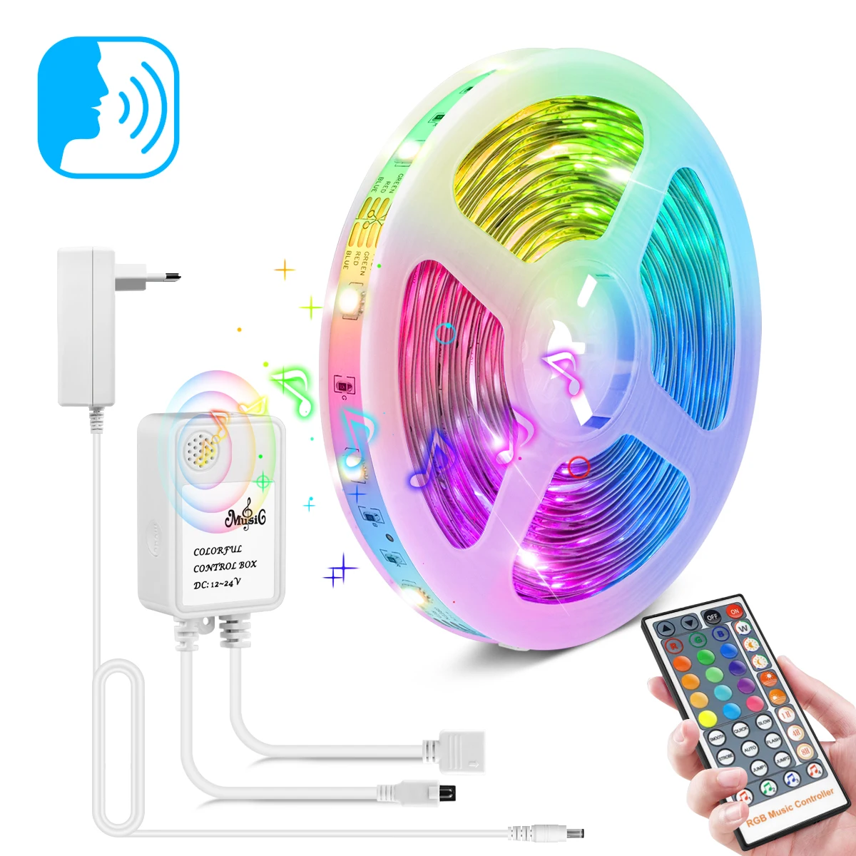 Tira de luces LED con de y Control de música, cinta Flexible diodo RGB 5050, CC de 12V, decoración de retroiluminación el hogar, fiestas, discotecas, DJ - AliExpress