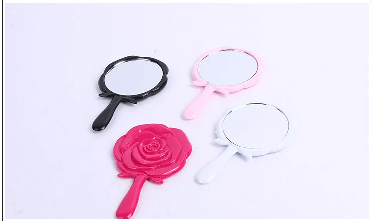 Makeup Mirror Rose Small Mirror Portable Hand-hold Mirror Creative Plastic Mirror Dressing Mirror Manufacturers Direct Sell