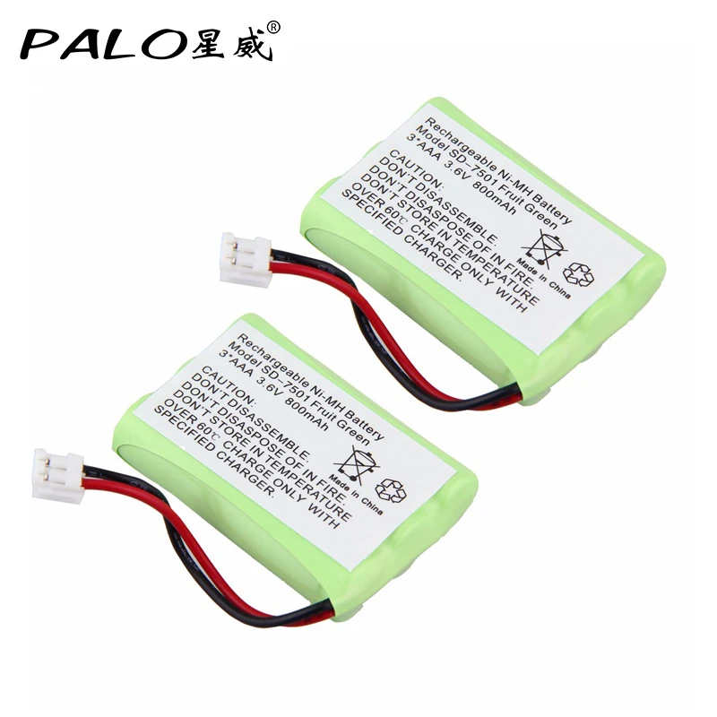 2 Pcs Ni-Mh 800Mah 3.6V Ricaricabile Cordless Phone Home Batteria Per Motorola Sd-7501 V-Tech 89- 1323-00-00 At & T Lucent 27910