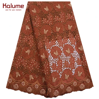 

Kalume 2020 New Listing African Swiss Cotton Lace Fabric Soft Nigerian Swiss Voile Lace Fabric With Stone For Party Dress F1897