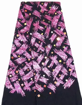 

New style Sequin 3d embroidered African lace fabric, fast shipping turquoise French Sequin lace fabric FFD1010