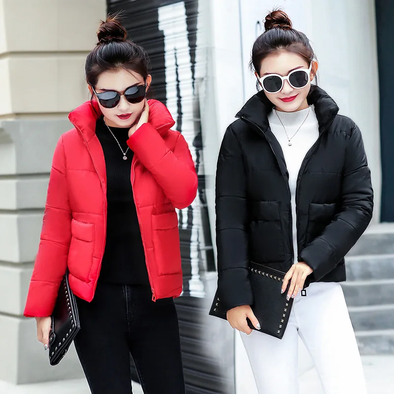 

2019 Autumn And Winter down Jacket Cotton-padded Clothes Thick Stand Collar Short Long-sleeved Coat Women's down Coat Cotton-pad
