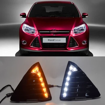 

ECAHAYAKU For Ford Focus 3 MK3 2012 2013 2014 DRL LED Daytime Running Light 12V LED Daylight Fog lights with dimming style Relay