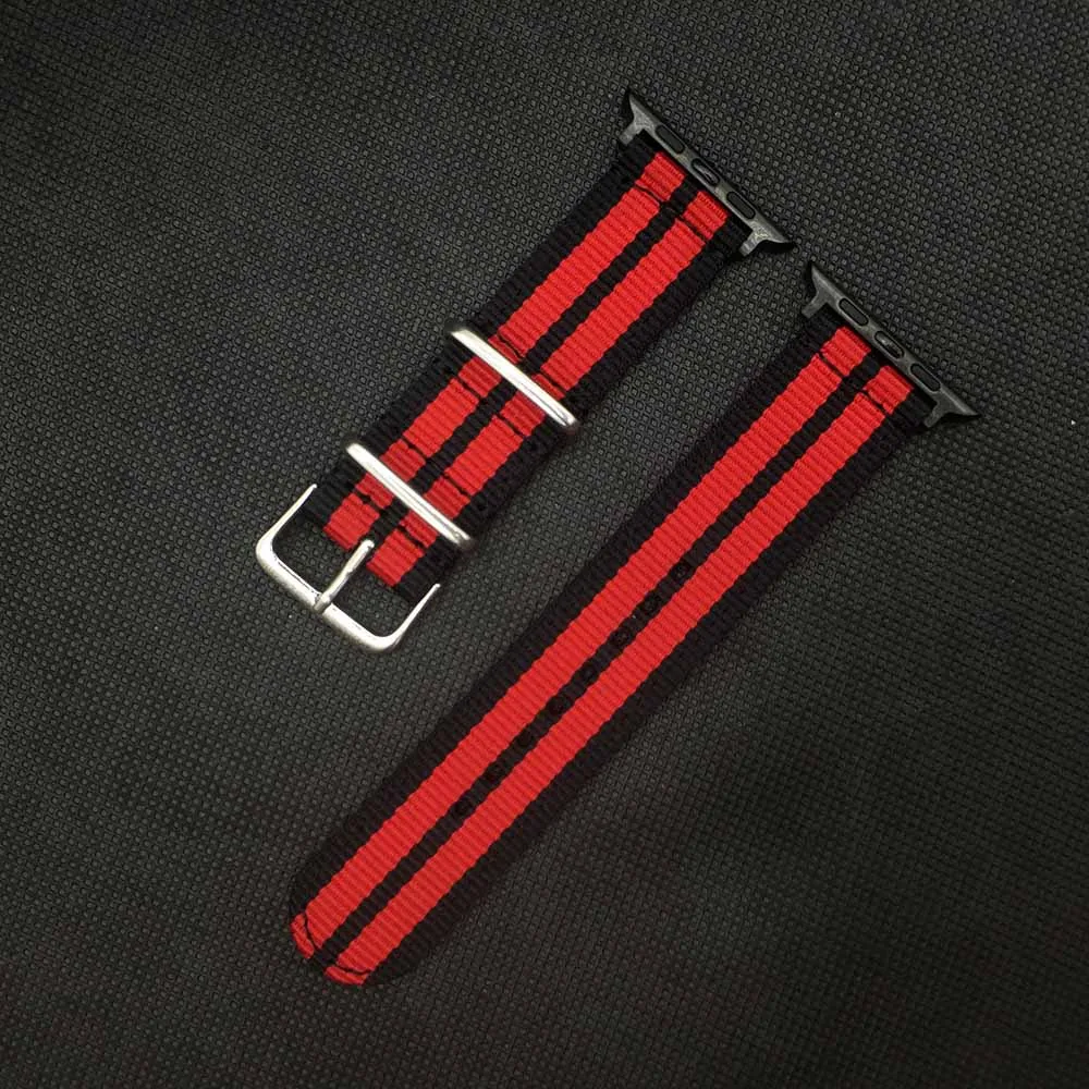 Black Red B Ремешок для часов Apple Watch 38 мм 40 мм нейлоновый ремешок для часов Nato для iWatch 5 4 3 2 1 ремешок для часов 42 мм 44 мм браслет на запястье - Цвет ремешка: Black Red B