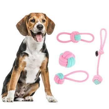 

12style Pet Dog Toys Cotton Ball Puppy Chew Molar Toy Teeth Clean Rope Durable Braided Rope Funny Tool For Outdoor Training