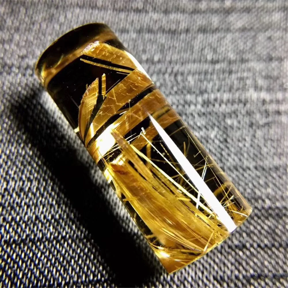 

High Quality Natural Gold Rutilated Pendant 26x10x10mm Wealthy Stone For Woman Men Cylinder Beads Fashion Crystal Pendant AAAAA