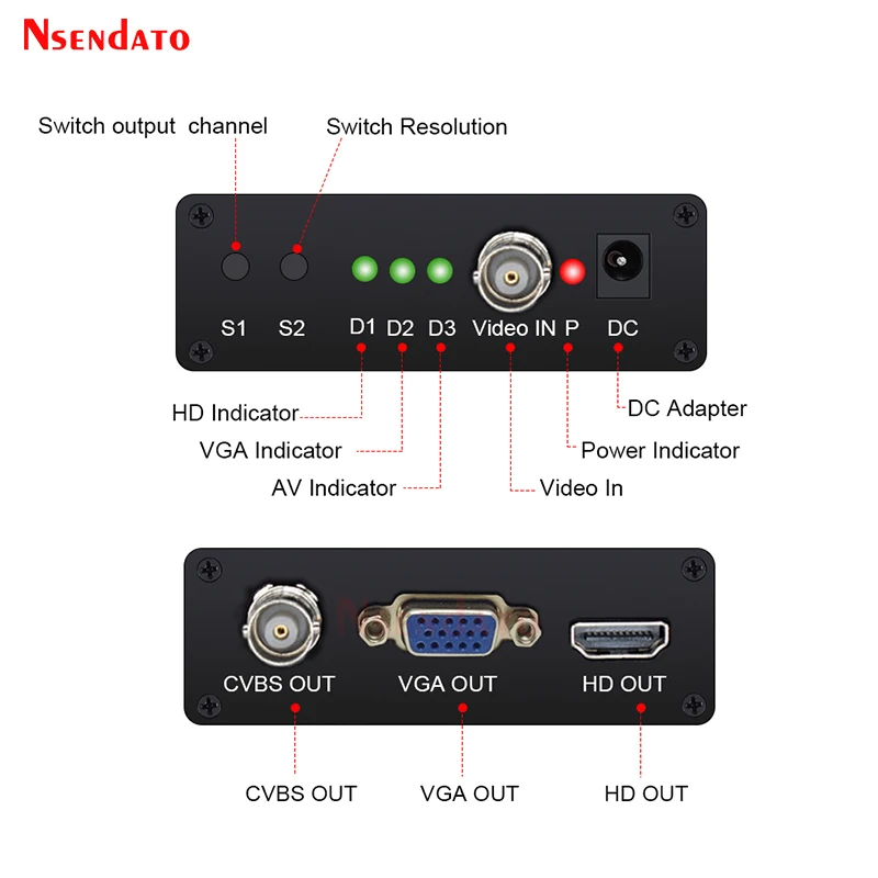 Cctv Câmera Video Tester Converter Adaptador Full hd 5mp 2mp 720p 1080p Ahd Tvi Cvi para hd Vga Conversor Cvbs Interruptor - Image 5
