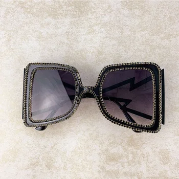 

2020 New Square Diamond Sunglasses Women Men Oversized Designer Sun Glasses Vintage Laides Eyewear Big Lens Oculos De Sol Gafas