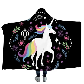 

2020 Unicorn Hooded Blankets Cloak With Hood Thickened Warm Blankets For Couch Throw Travel Anime Blankets Wearable Dropshipping