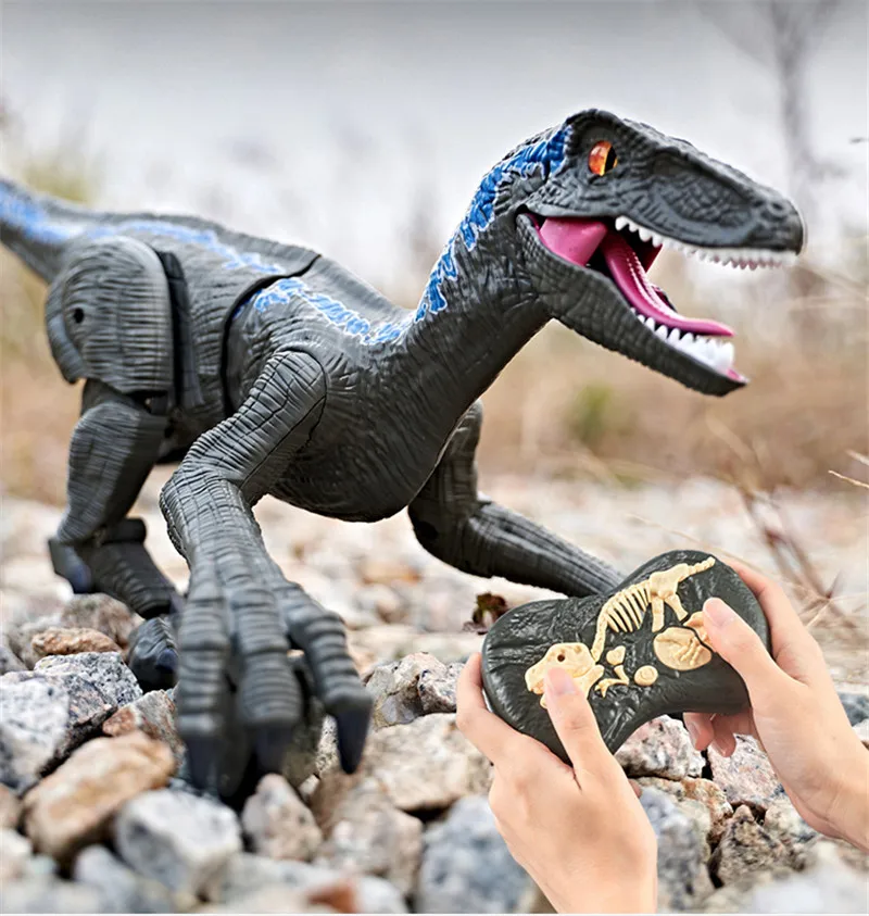 New RC Dinosaur 2.4Ghz Simulation Dino Velociraptor Intelligent Remote Control Toy With Roaring Kids Gift Robot | Игрушки и хобби