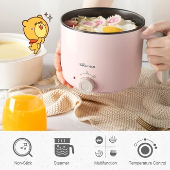 

2.2L Electric Hot Pot 220V Electric Cooker Skillet Non-Stick Rapid Noodles Cooker with Steamer Lid 2 Modes Temperature Control