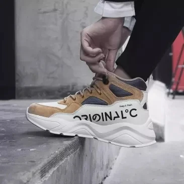Xiaomi fashion trend Medium boots Men woman Leather stitching damping Non-slip Wear Mountain Climbing Shoes Outdoor Sneaker
