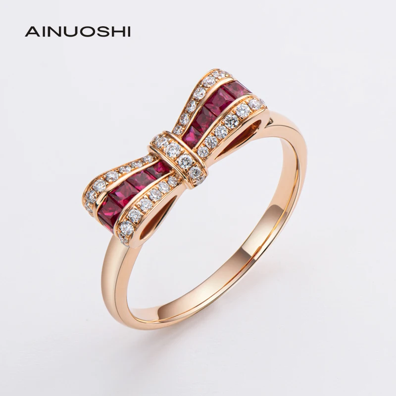 AINUOSHI 18K розовое золото 0 35 карат натуральный рубин 149ct Настоящее бриллиант