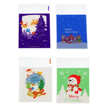 

400Pcs Self-Adhesive Exquisite Adorable Christmas Candy Bags Candy Wrapping Bag Goody Bags Treats Bags for Hotel Bar Home