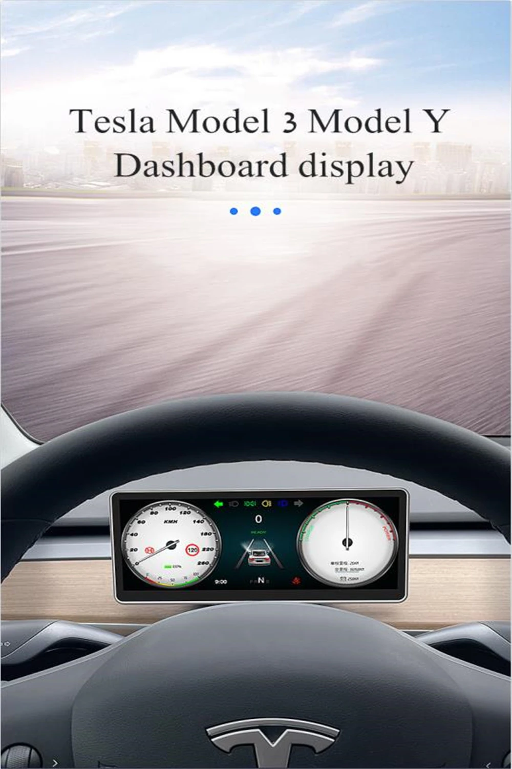9 Inch Digital Hud Speedometer Lcd Display For Tesla Model 3 Model Y