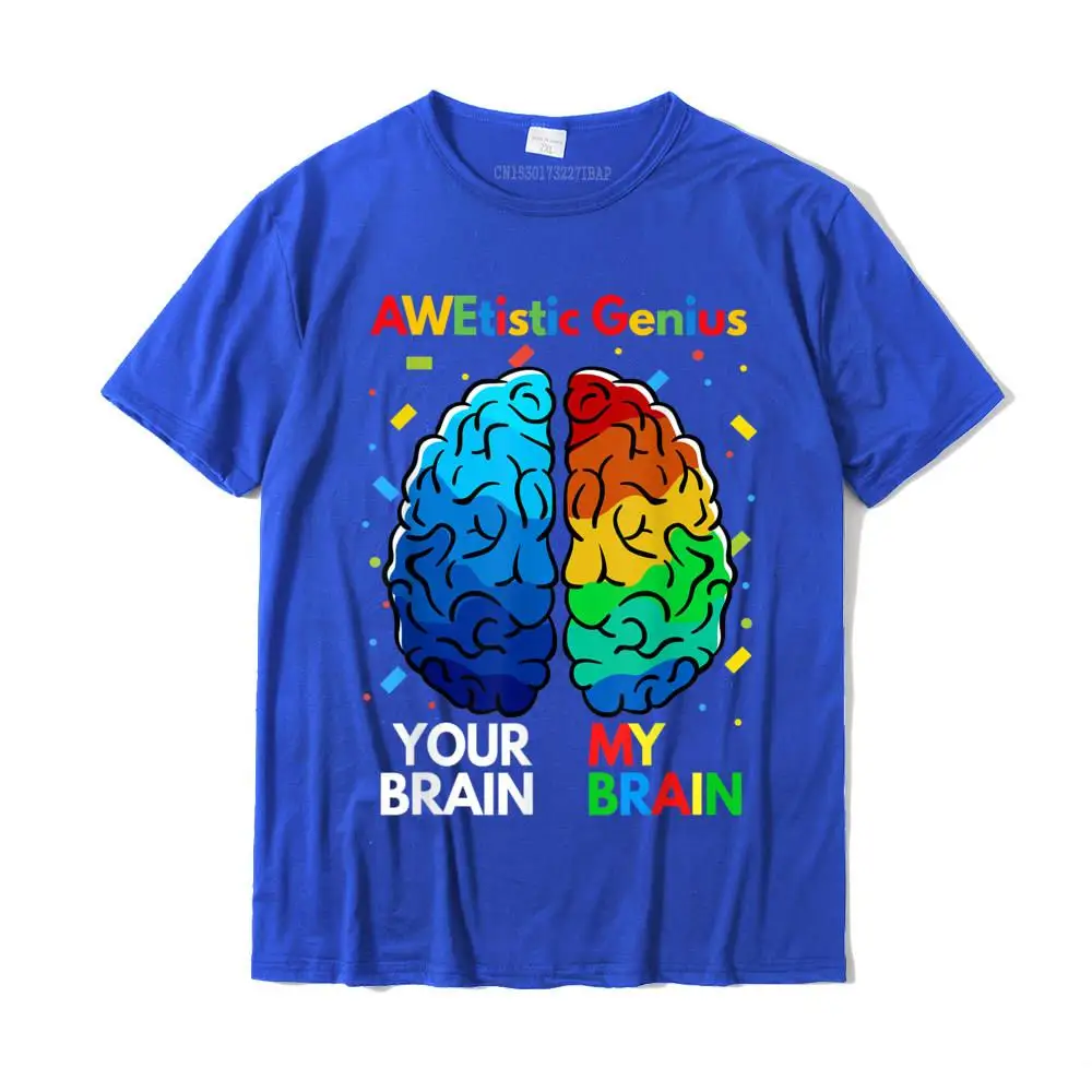 Printed On Cotton Mens Short Sleeve Tees Casual Summer Autumn T Shirts Summer T Shirt Family Round Collar Drop Shipping Funny Neurodiversity Autism Awareness Awetistic Genius Boys T-Shirt__MZ23330 blue