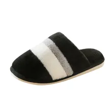 Мужские зимние домашние тапочки в полоску; повседневная мужская нескользящая обувь; повседневные теплые шлепанцы Zapatillas de hombre