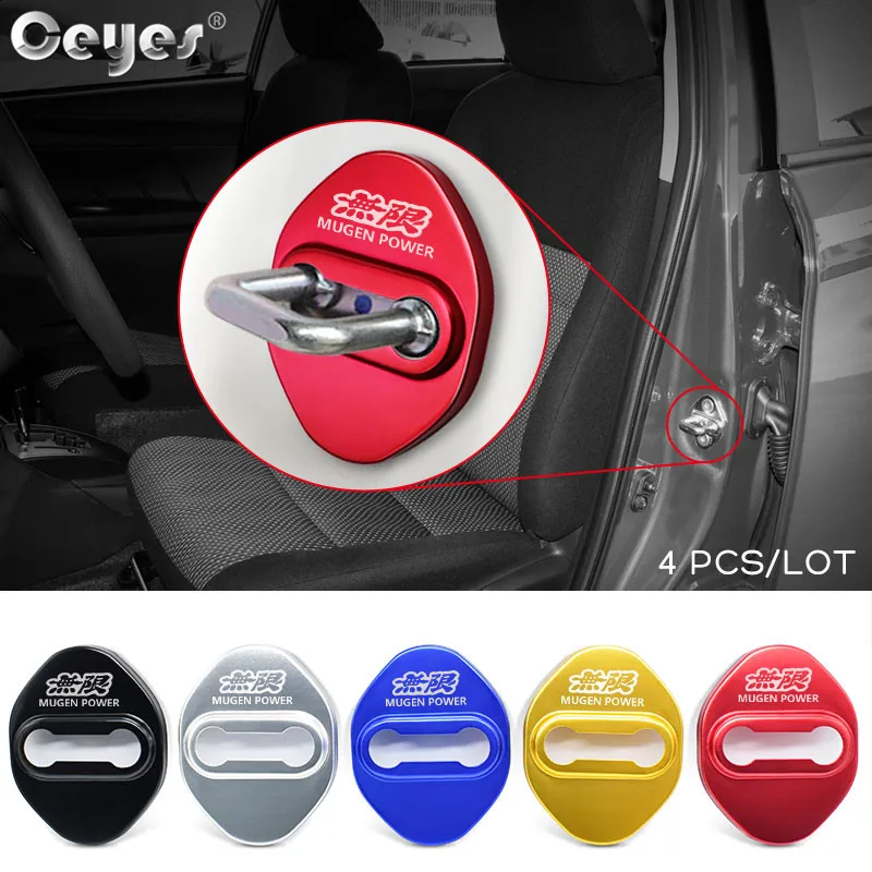 Car Door Lock Damper Ceyes 4pcs Car Accessories Decorat And Protecte Door Lock Cover Case For Honda Mugen Power Typer Civic Accord CRV Auto Styling