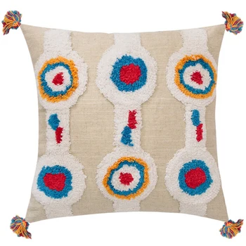 

TOP!-Handmade Luxury Moroccan Style Cushion Cover Wool Tassels Boho Style Ethnic Colorful Pillow Cover Home Decoration